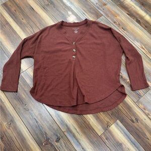 American Eagle Outfitters Maroon Button-Down Shirt
